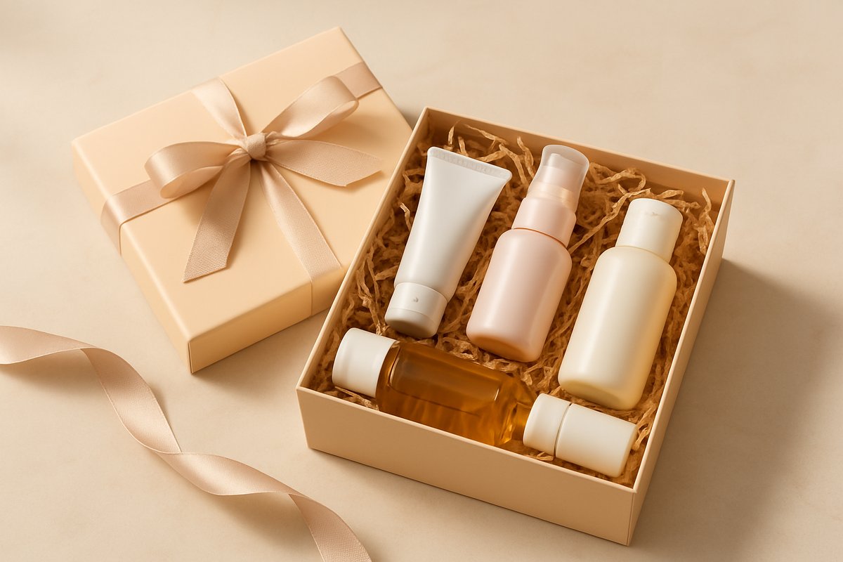 gift box of travel-size beauty products