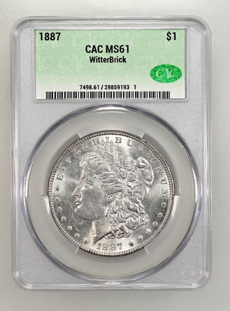 Slab Obverse 1887 Morgan Dollars