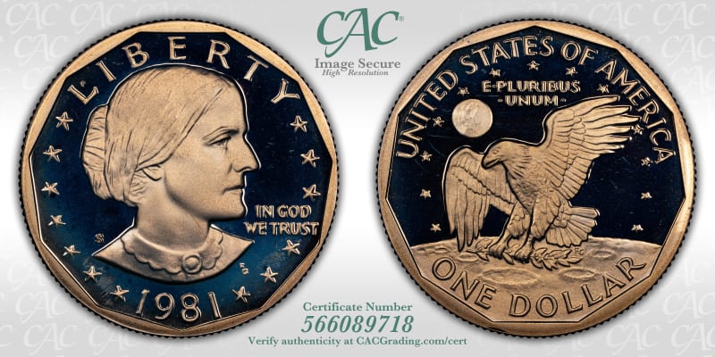 Susan B. Anthony Dollars, Proof | 1981-S Type 2 SBA $1 DCAM (Proof ...
