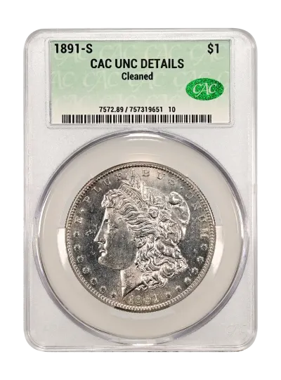 Morgan Dollars | 1891-S $1 UNC DETAILS (Cleaned) CACG Certification ...