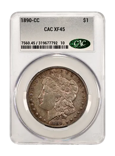 Morgan Dollars | 1890-CC $1 XF45 CACG Certification 319677792 | CAC Grading