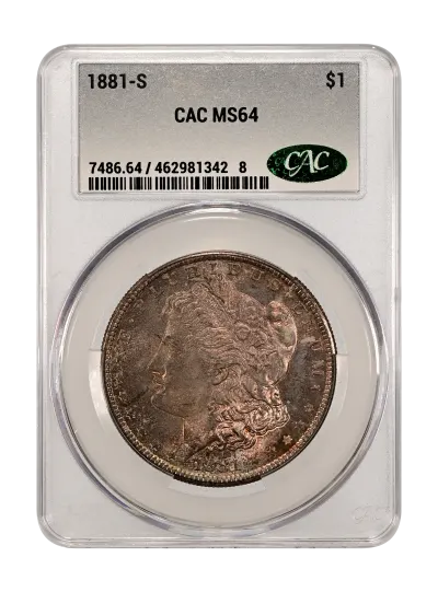 Morgan Dollars | 1881-S $1 MS64 CACG Certification 462981342 | CAC Grading