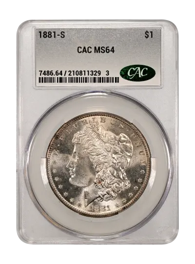 Morgan Dollars | 1881-S $1 MS64 CACG Certification 210811329 | CAC Grading