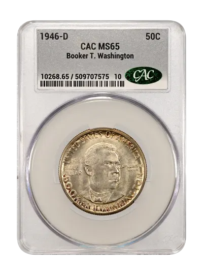 Silver Commemoratives | 1946-D Booker T. Washington 50c MS65 CACG ...