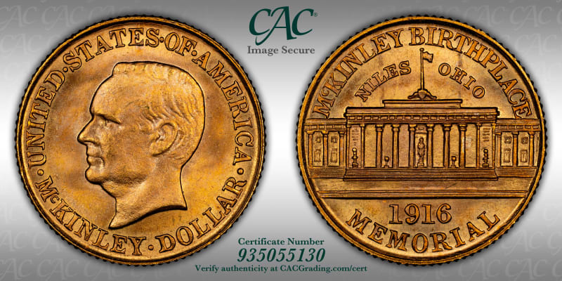 Gold Commemoratives | 1916 McKinley Memorial G$1 MS66 CACG ...