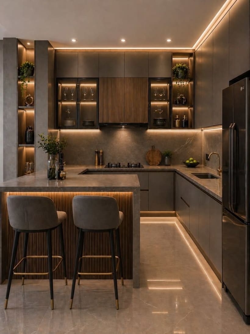 Cocina moderna con acabados sofisticados y diseño funcional