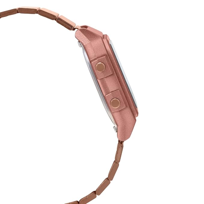 Casio Unisex-Adult Vintage- Rose Gold Digital Dial Rose Gold Stainless Steel Band