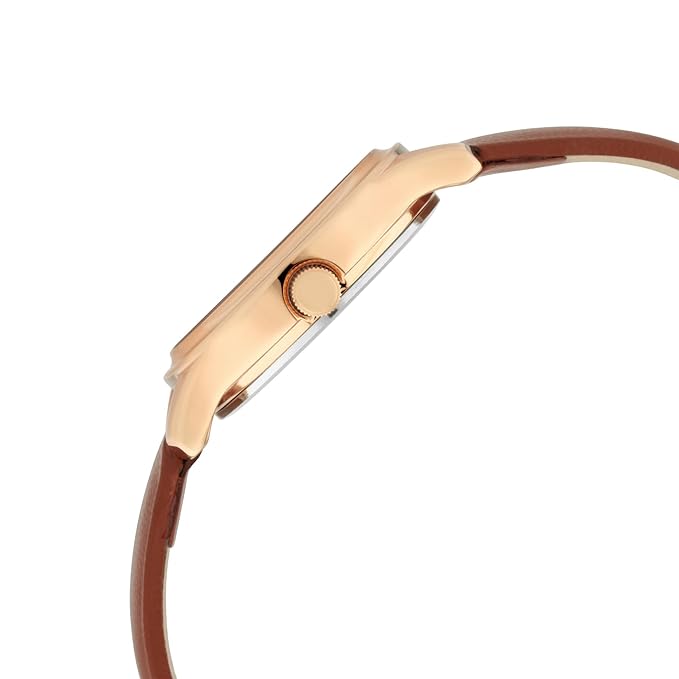 Titan Quartz Analog Silver Dial Brown Leather Strap Watch for Women