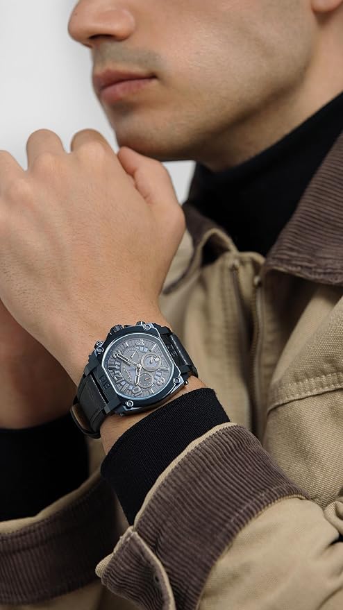 Police Quartz Multifunction with Date Blue Dial Two Toned Blue & Black Leather Strap
