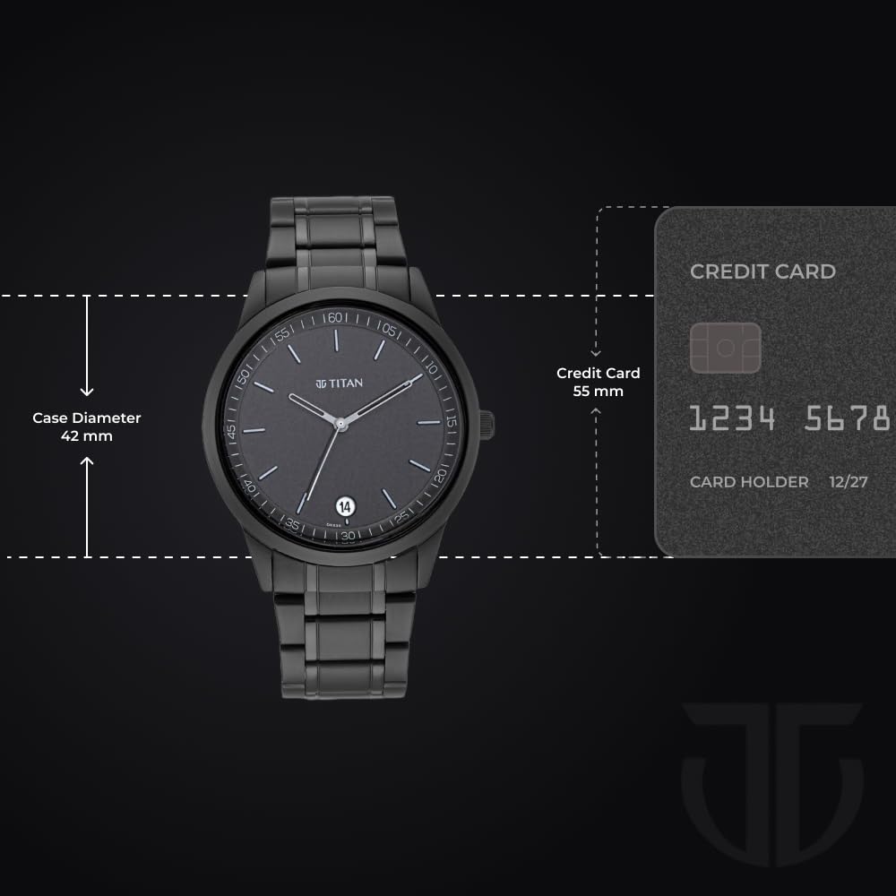 Titan Minimalist Quartz Analog with Date Black Dial