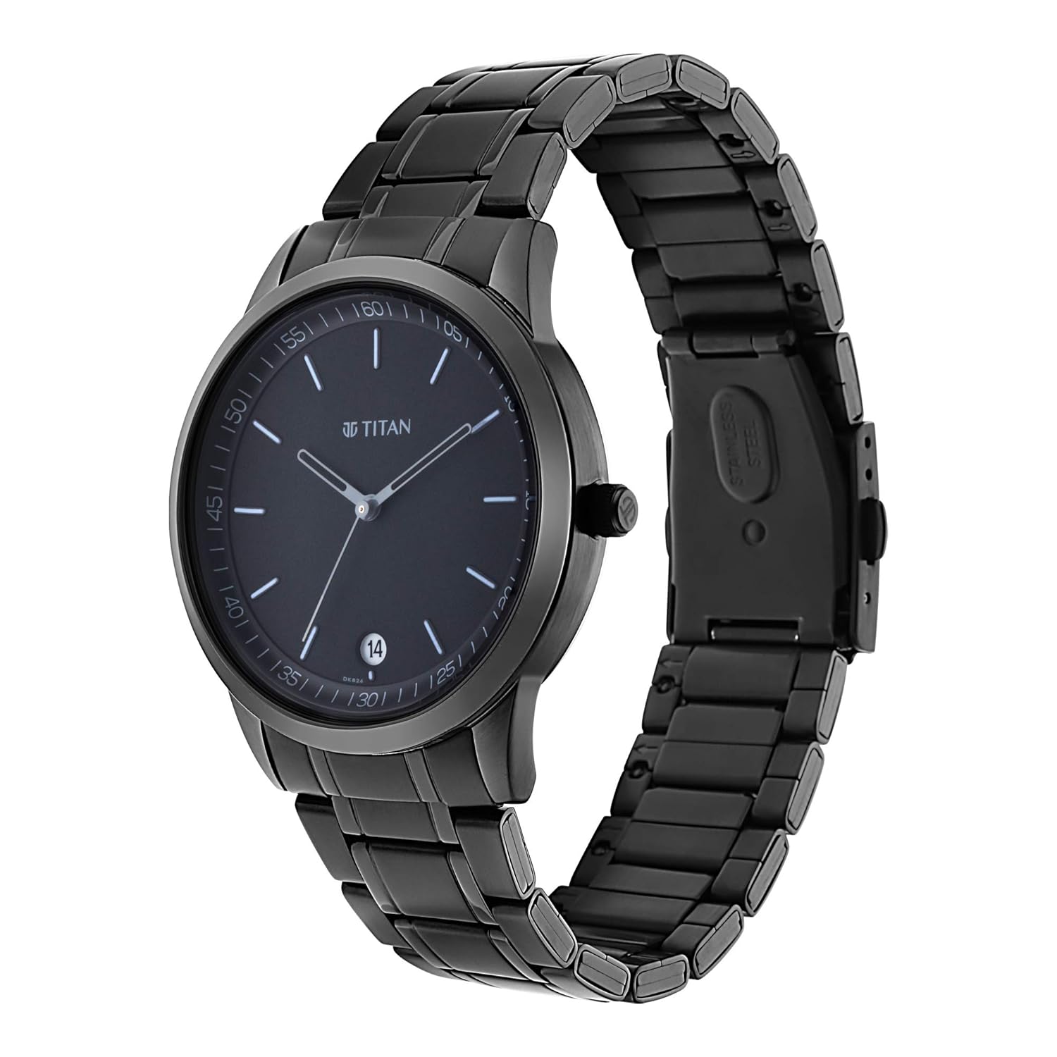 Titan Minimalist Quartz Analog with Date Black Dial