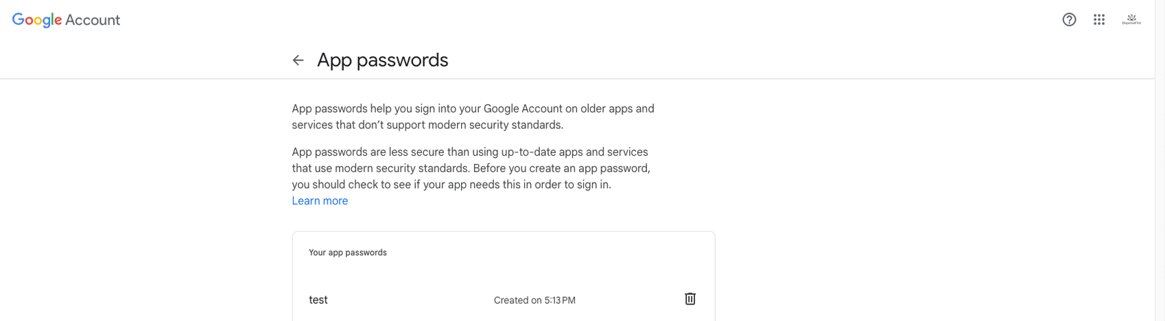 App password example