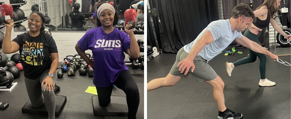 group of people in a semi private training class at results only fitness