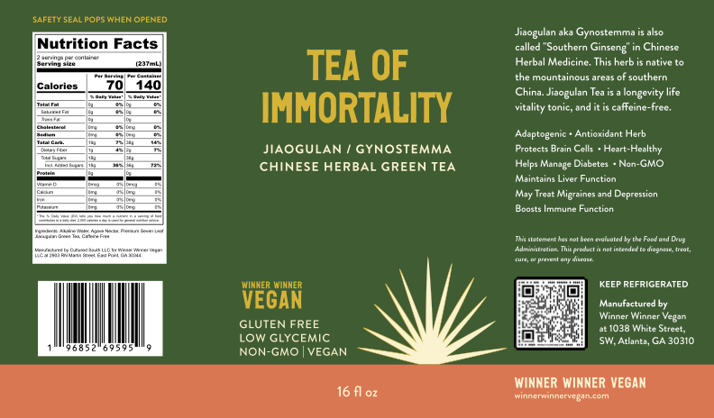 Immortality Tea Nutrition Label