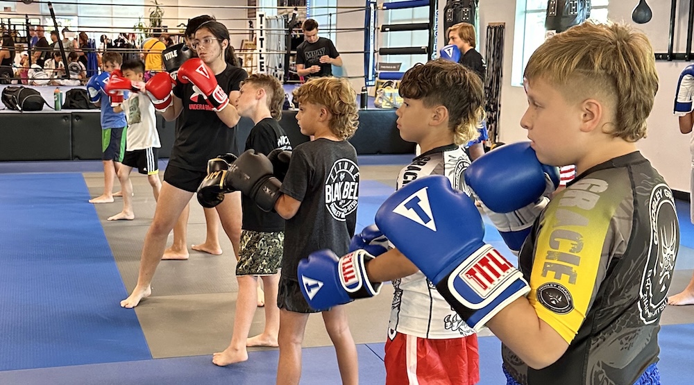 Kids Muay Thai class at crosley gracie in Brentwood, CA