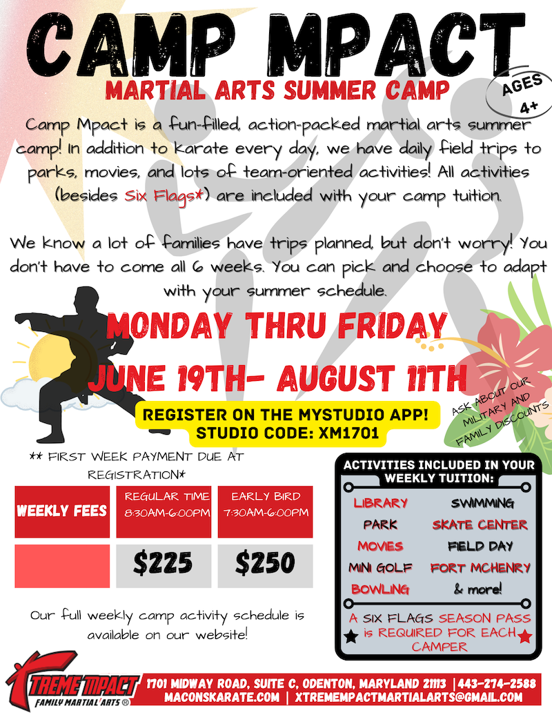Odenton Summer Camp Xtreme Mpact Martial Arts Odenton, Maryland