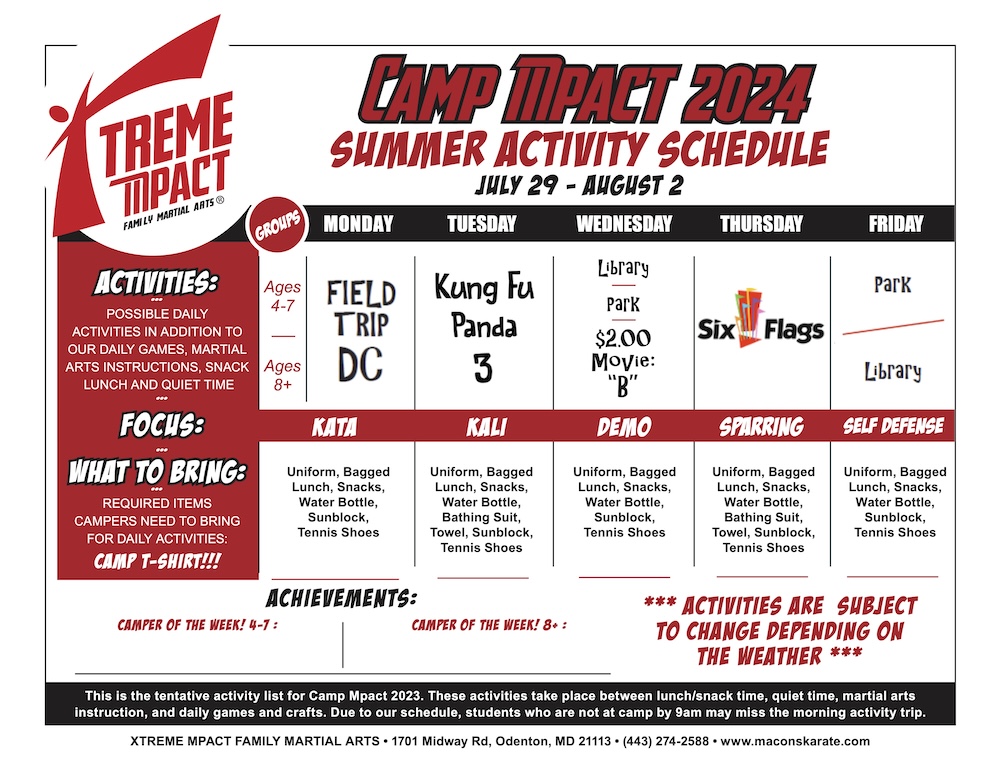 week seven schedule