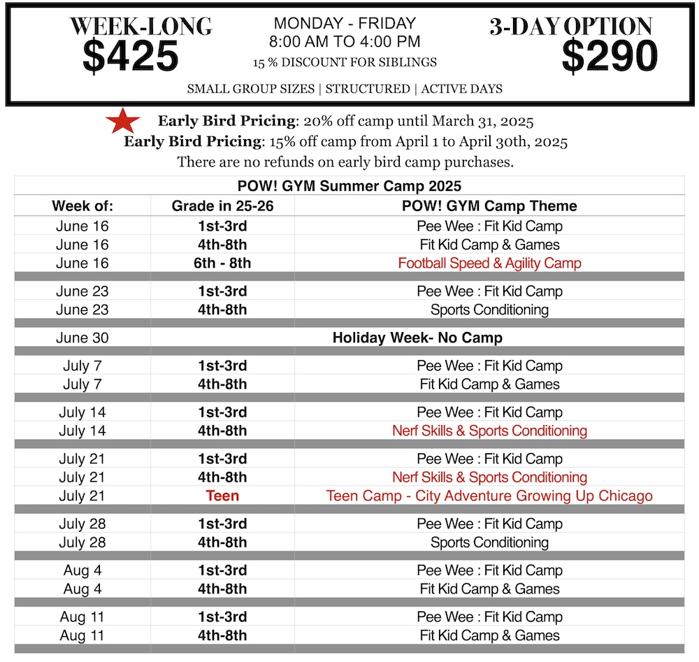 2025 summer camp schedule