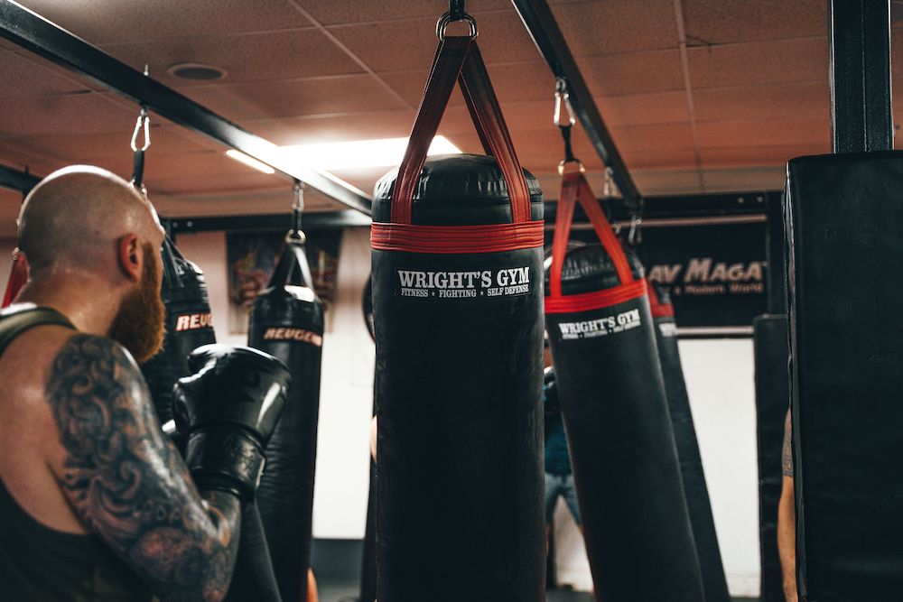 Kickboxing class training at Wright's Gym