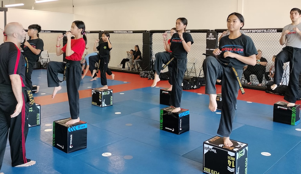 kids in a taekwondo class