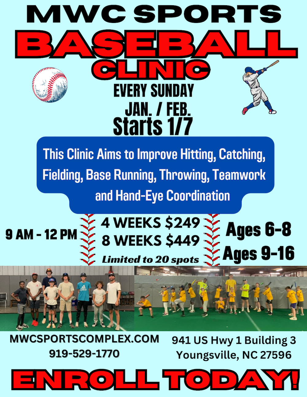 Youngsville Baseball Training MWC Sports Complex Youngsville, North