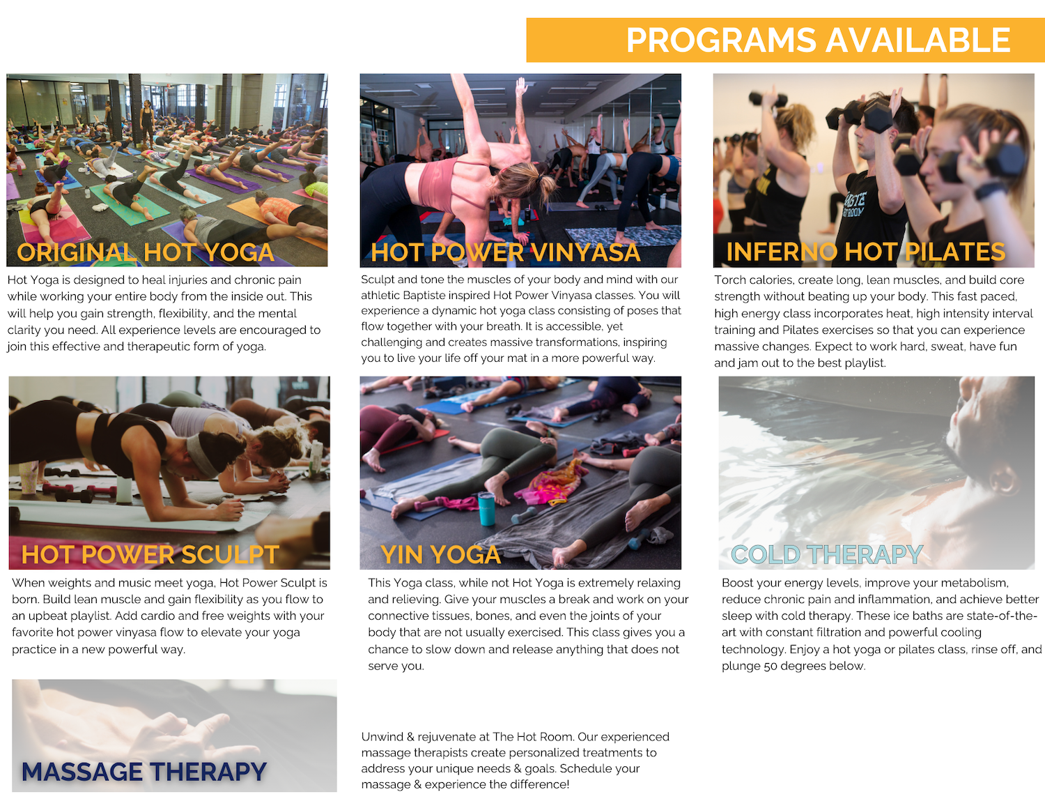 classes at the hot room