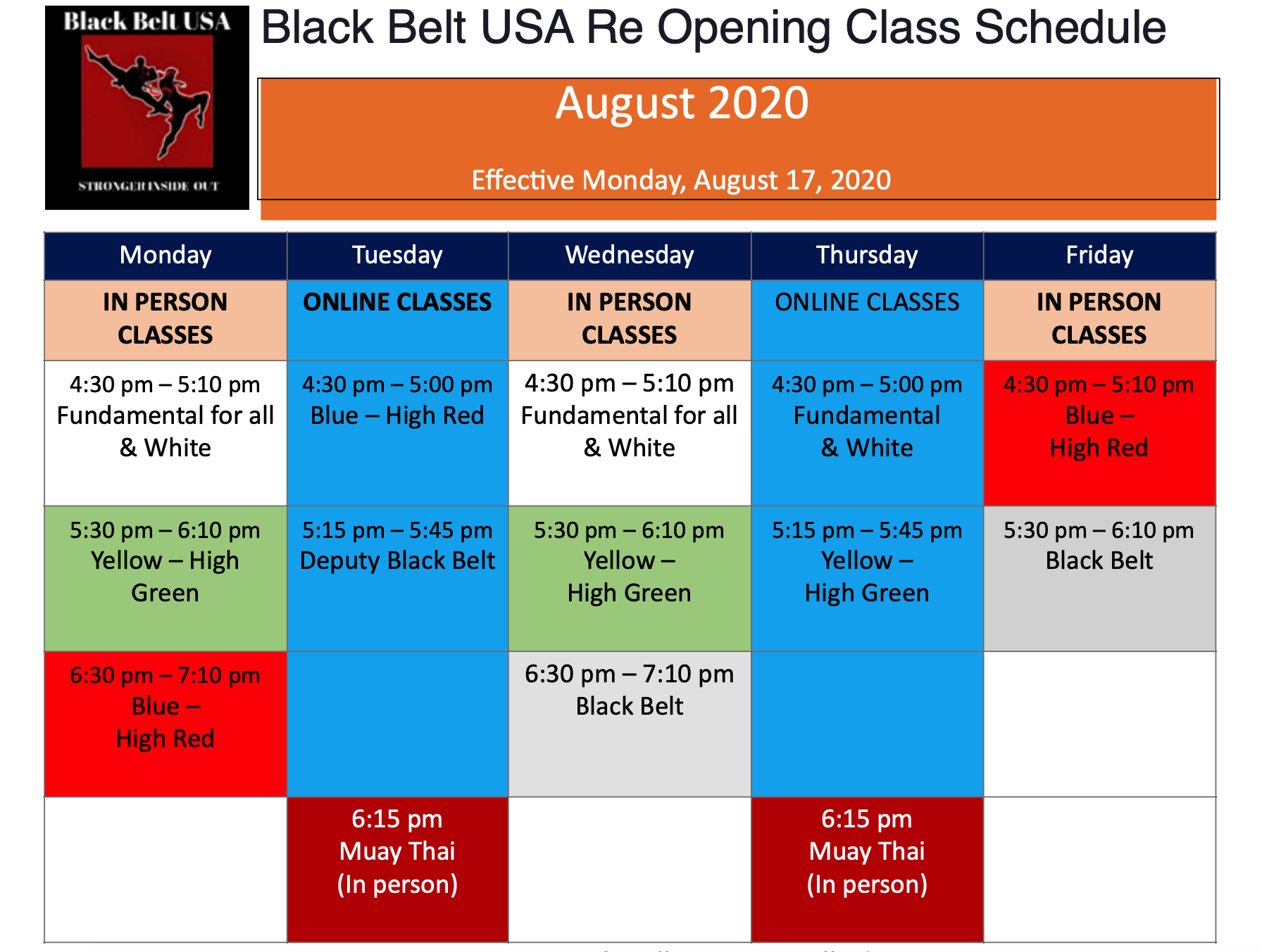 Black Belt Usa Schedule Taekwondo In Charlotte North Carolina