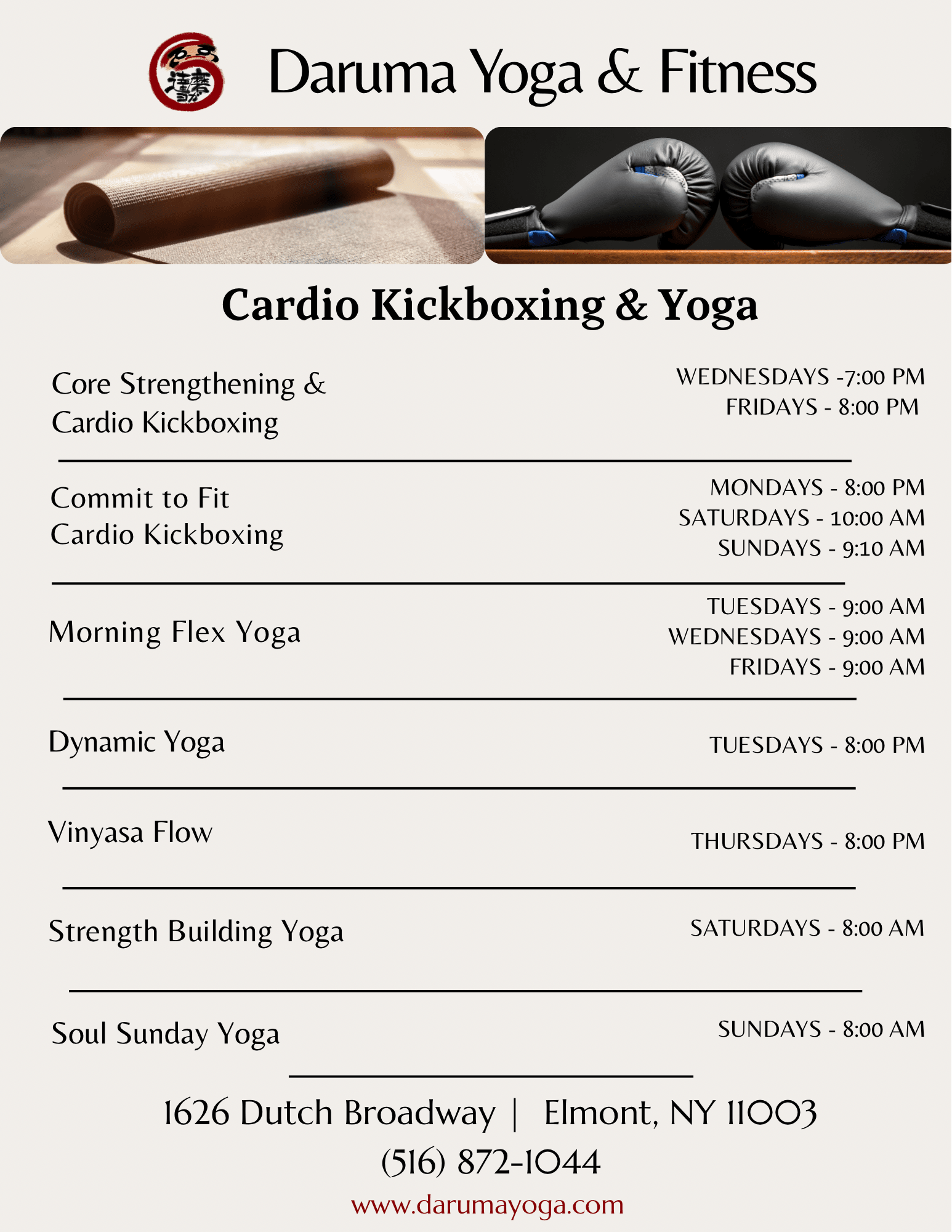 Daruma Yoga & Fitness Schedule