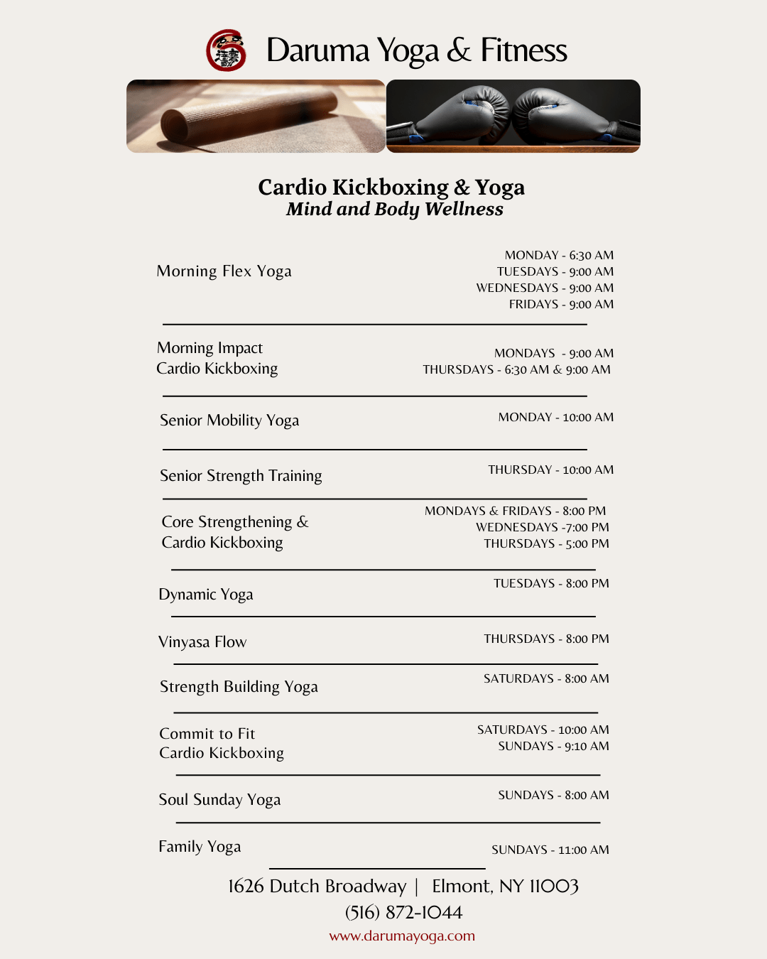 Daruma Yoga & Fitness Schedule