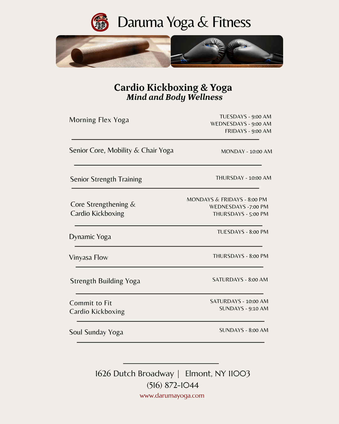 Daruma Yoga & Fitness Schedule
