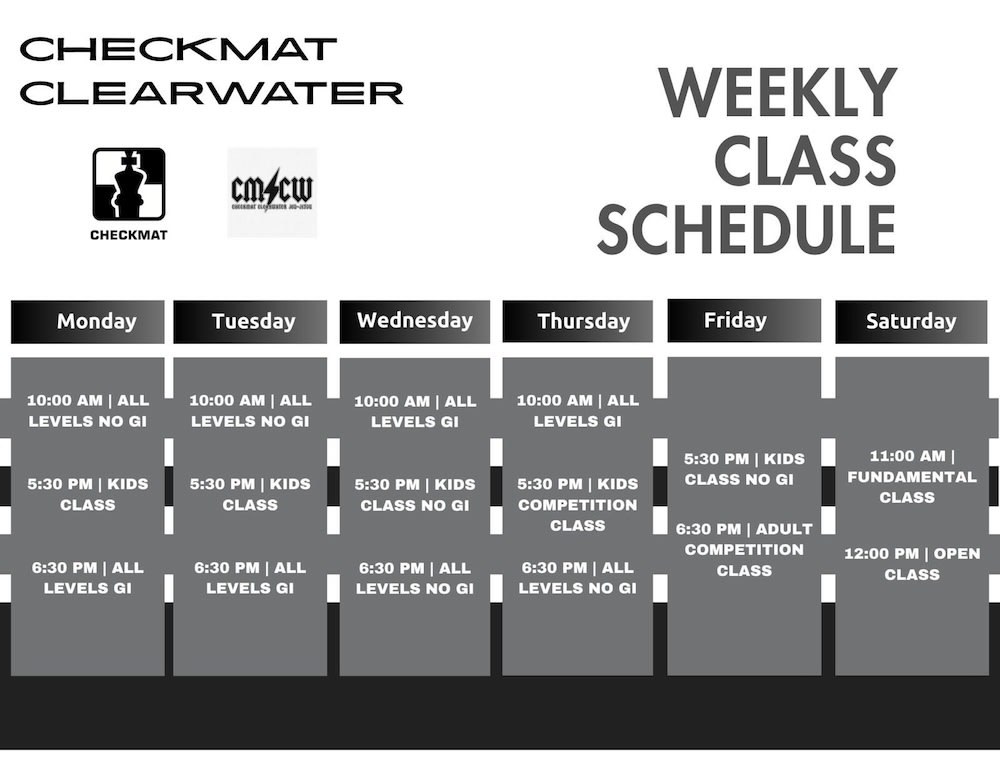 Checkmat Clearwater Schedule