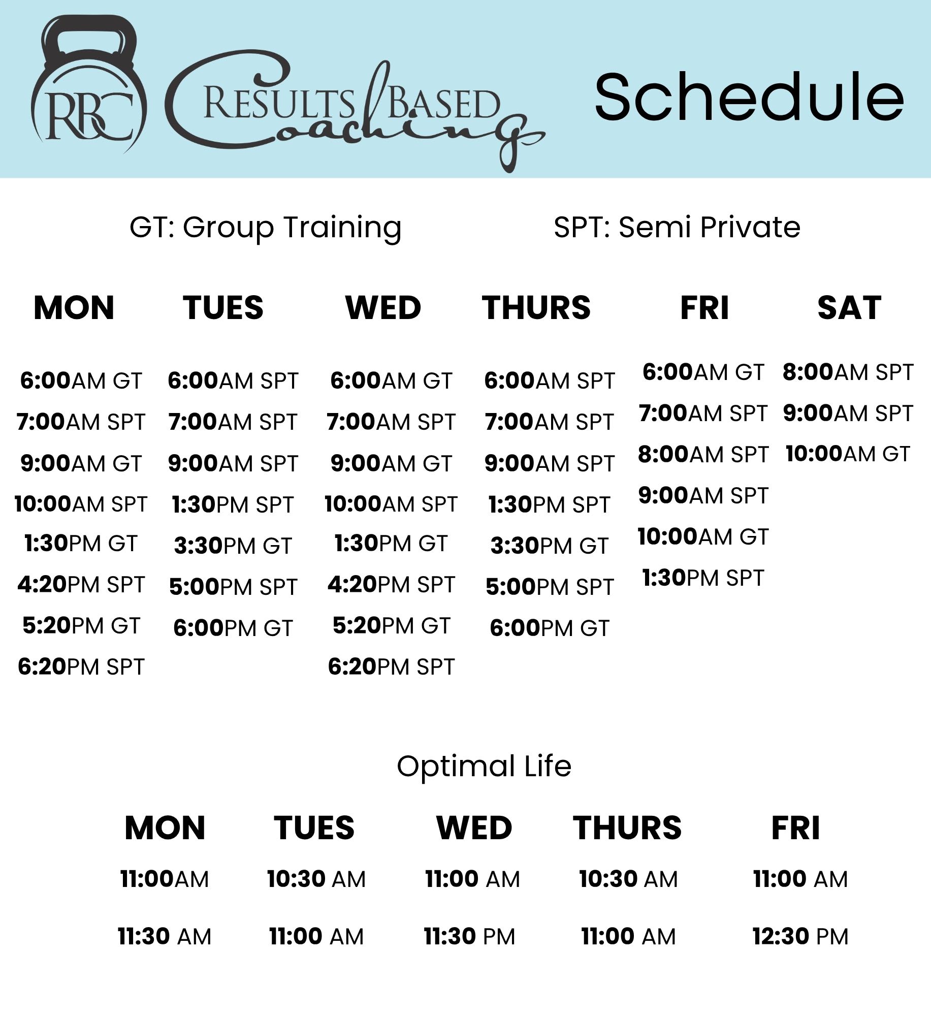 Results Based Coaching Schedule