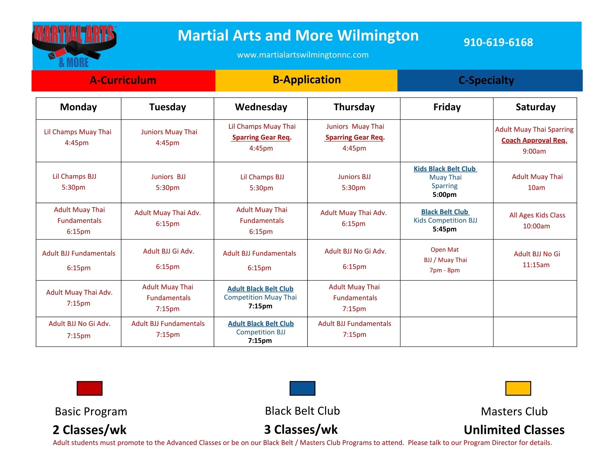 Martial Arts & More Wilmington Schedule