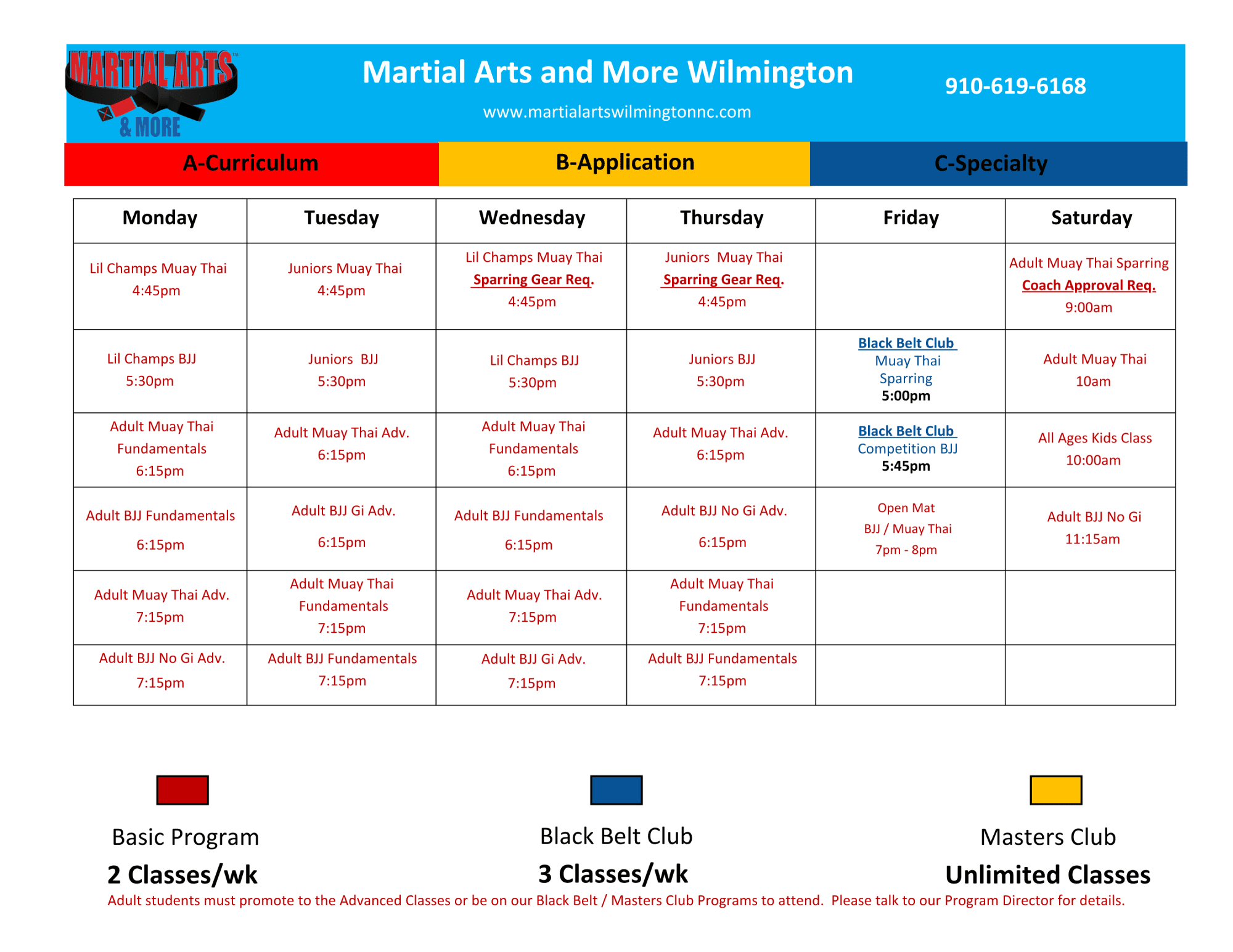 Martial Arts & More Wilmington Schedule