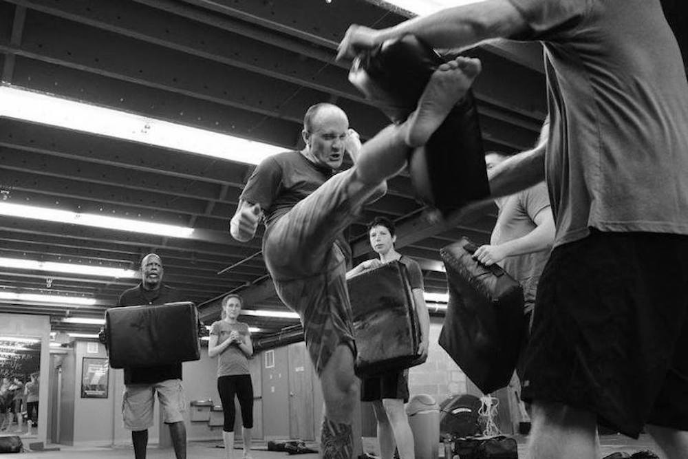 man practicing krav maga self defense