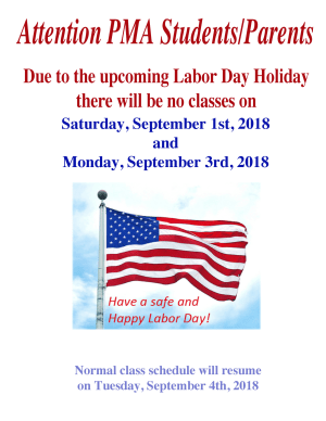 Labor Day Closing Schedule