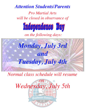 Independence Day Schedule