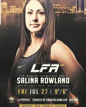 It’s LFA: Legacy Fighting Alliance PRO DEBUT FIGHT WEEK for Salina Rowland!!!!!!   