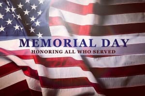 MEMORIAL DAY SCHEDULE: