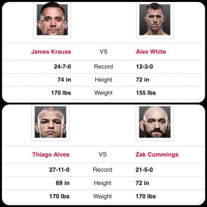 James Krause and Zak Cummings return to the UFC on the St Louis prelims 1/14/18 starting at 6pm MDT on FS1!