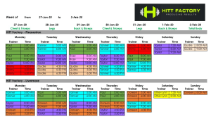 Class Schedule for both Pleasanton & Livermore Locations updated Jan 27th to Feb 2nd, 2020