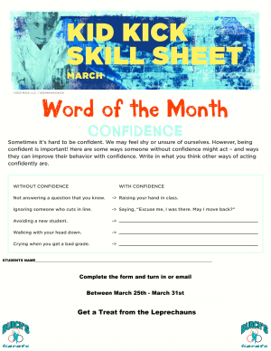 March Word of the Month Sheet