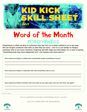 July 2021 Word of the Month Worksheet