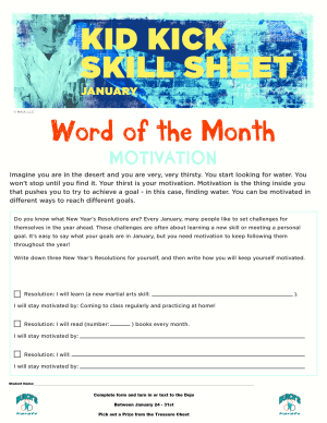 January 2022 Word of the Month Worksheet