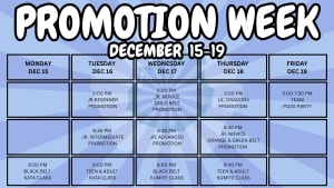 December 2025 Promotion Week Schedule 