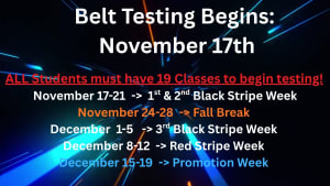 Winter 2025 Belt Testing Schedule