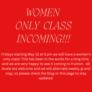 Women Only Class Start Friday May 12 at 5pm!
