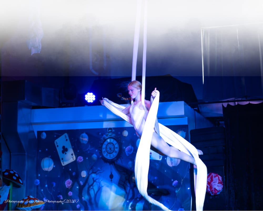 <style> v {   text-shadow: 2px 2px 8px #000000; } </style><strong><v>A boutique performing arts center specializing in aerial arts, pole artistry, and youth leadership through circus arts</v></strong>