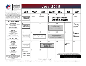 in Aurora - National Martial Arts Academy - July 2018 Calendar