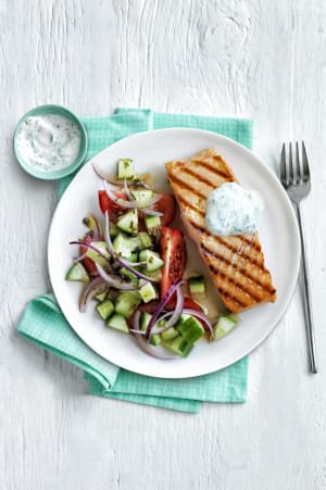 Grilled Salmon with Tzatziki Sauce